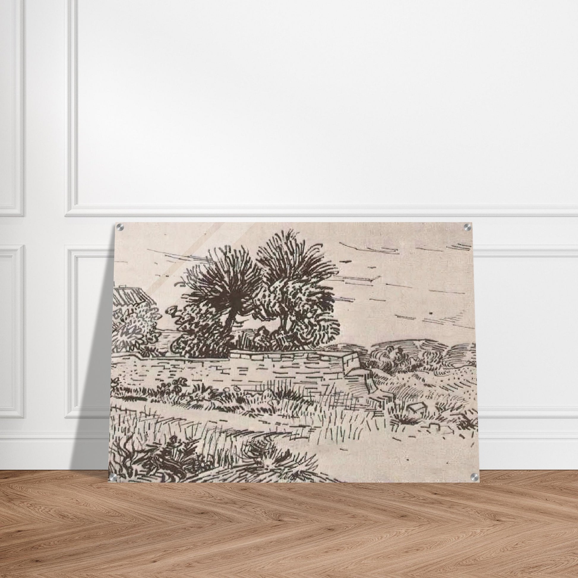 Landscape with the Wall of a Farm - Vincent van Gogh Acrylic Print - 70x100 cm / 28x40″ inches