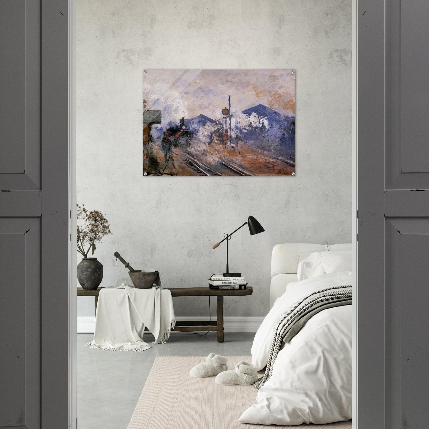 Saint-Lazare Station, Track Coming out - claude monet Acrylic Print - 70x100 cm / 28x40″ inches | claude monet Wall Art | claude monet Prints