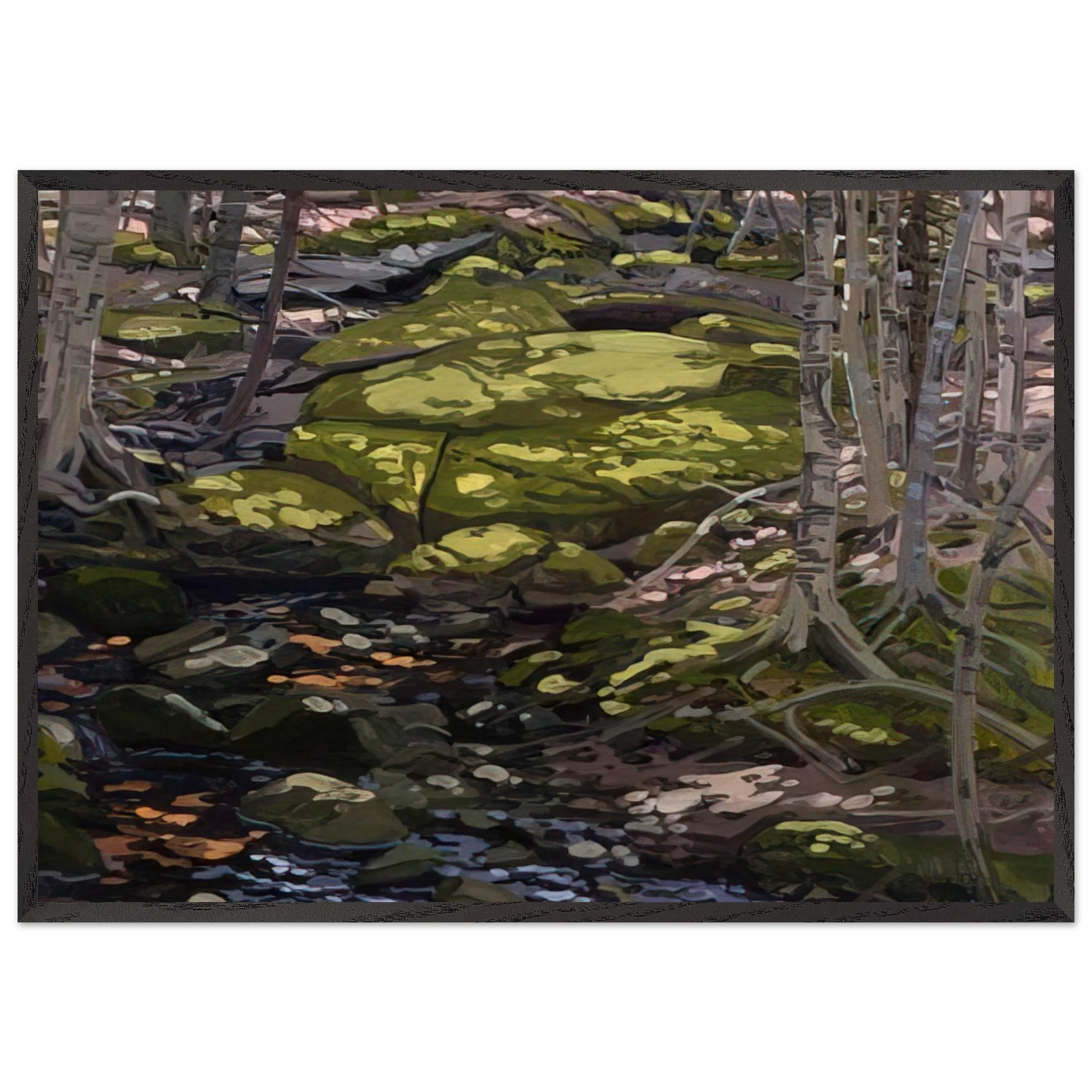 Light in Brook - Contemporary Realism - Neil Welliver Framed Art Print – Black Wooden Frame - Default Title - -Framed Art Print