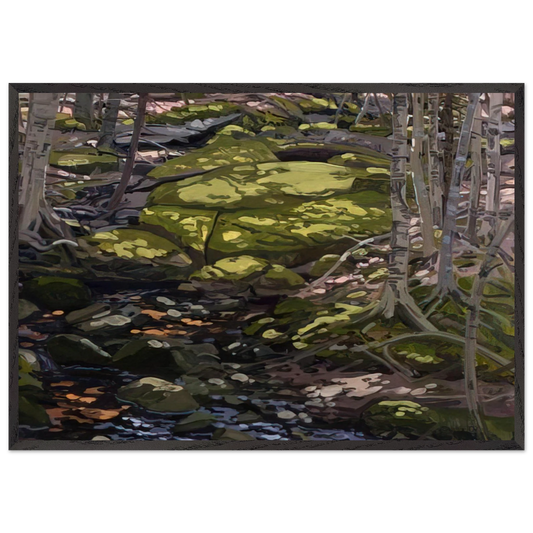 Light in Brook - Contemporary Realism - Neil Welliver Framed Art Print – Black Wooden Frame - Default Title - -Framed Art Print