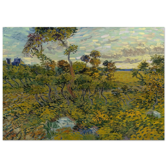 Sunset at Montmajour - Vincent van Gogh Brushed Aluminum Print - 70x100 cm / 28x40 inches | Vincent van Gogh Aluminum Print | Vincent van Gogh Prints