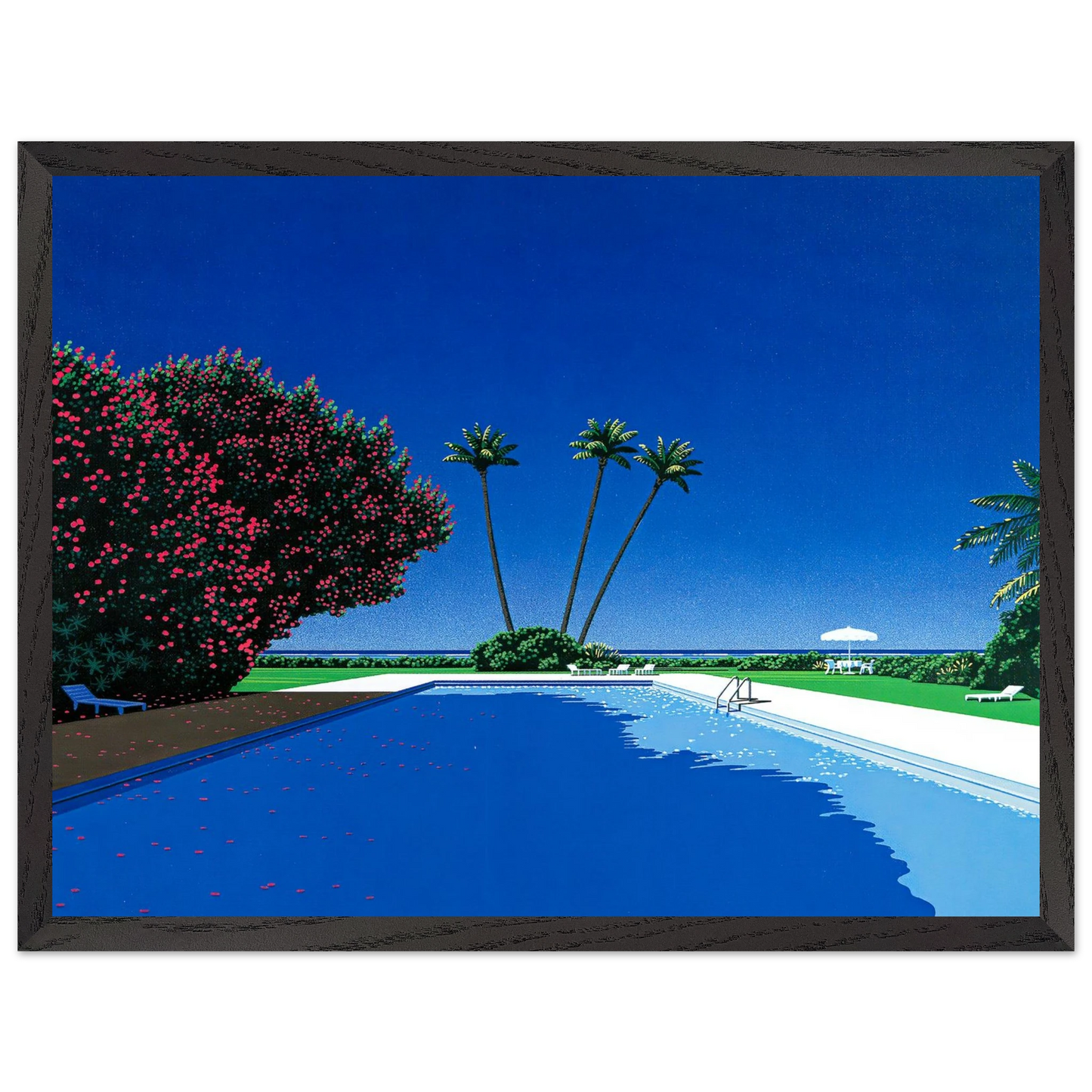 Hiroshi Nagai - Time Goes By Wall Art - 60x80 cm / 24x32 inches - Premium Wooden Framed Poster With Fine Art Paper - White frame