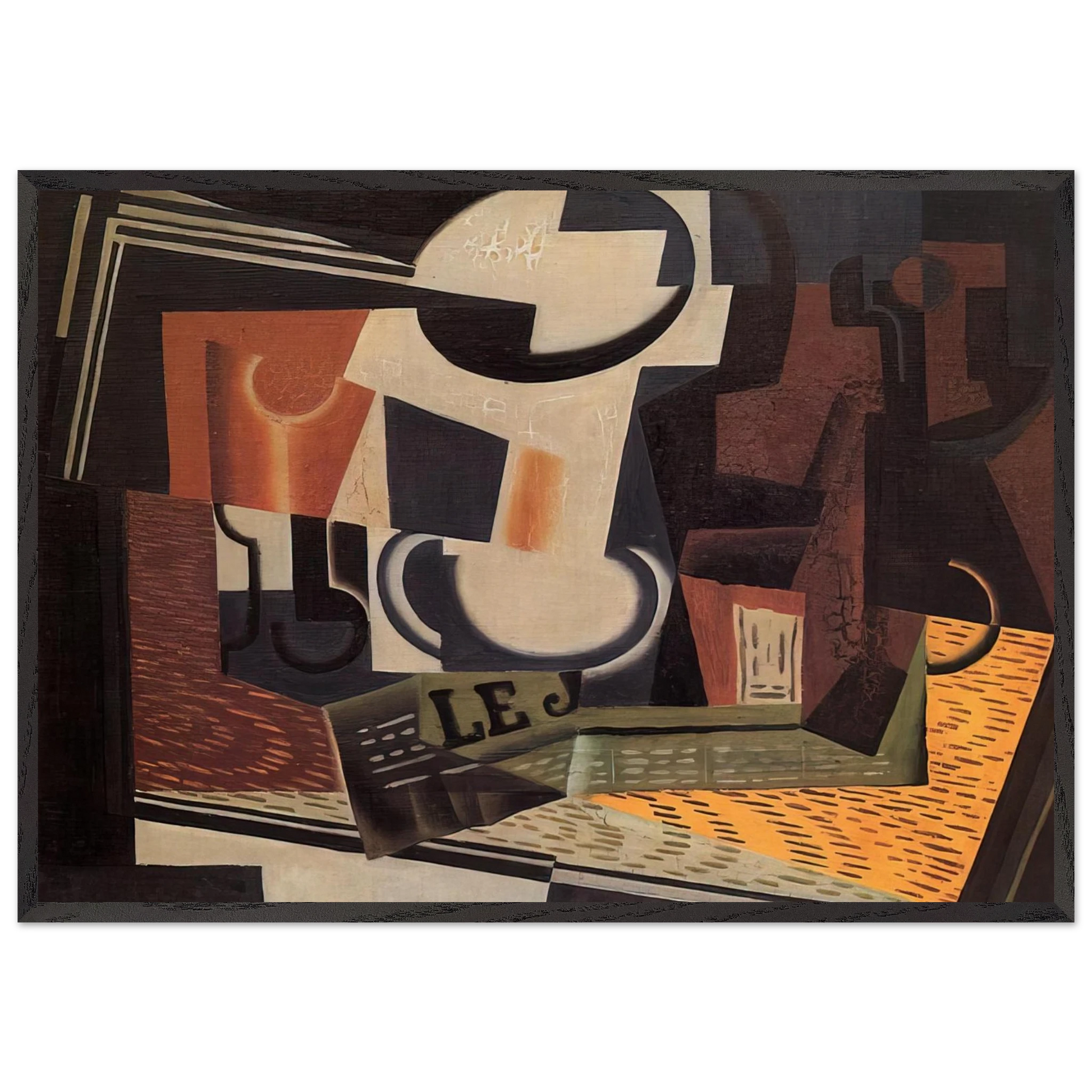 STILL LIFE WITH FRUIT BOWL 1918 - Juan Gris Framed Art Print – Black Wooden Frame - Default Title - -Framed Art Print