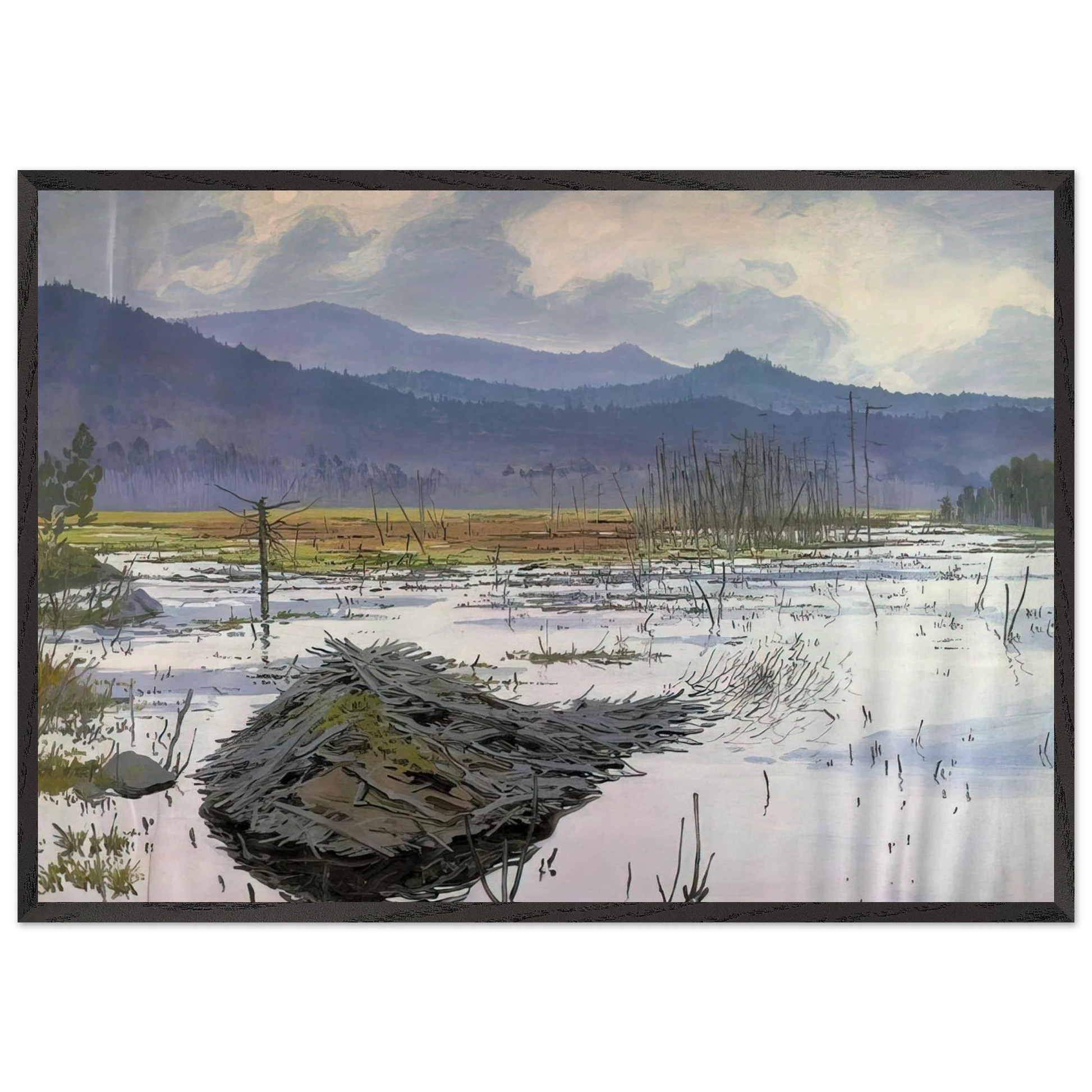 Beaver Pond - 1976 - Neil Welliver Framed Art Print – Black Wooden Frame - Default Title - -Framed Art Print