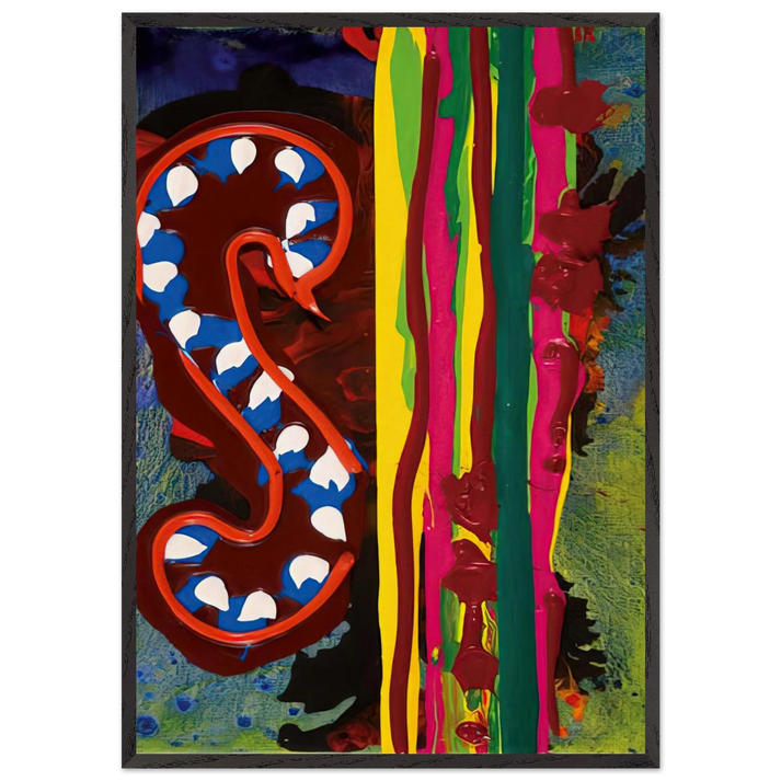 Spirit Night - 180698 - 1998 - John Hoyland 70x100 cm / 28x40 inches Framed Art Print – Black Wooden Frame
