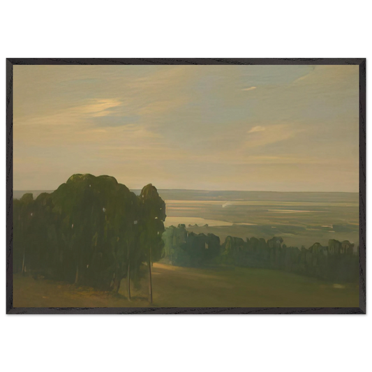 Eucalyptus Grove in a Vast Landscape - Tonalism - Xavier Martinez Framed Art Print – Black Wooden Frame - Default Title - -Framed Art Print