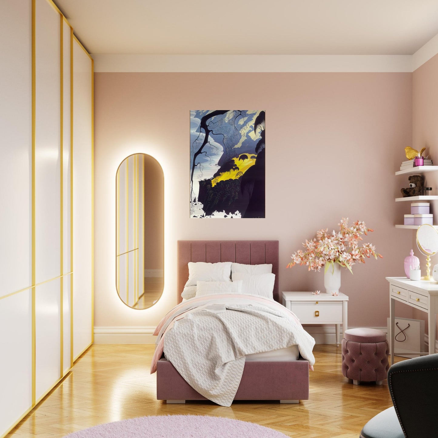 Carmel Highlands - Eyvind Earle Brushed Aluminum Print - 70x100 cm / 28x40 inches | Eyvind Earle Aluminum Print | Eyvind Earle Prints