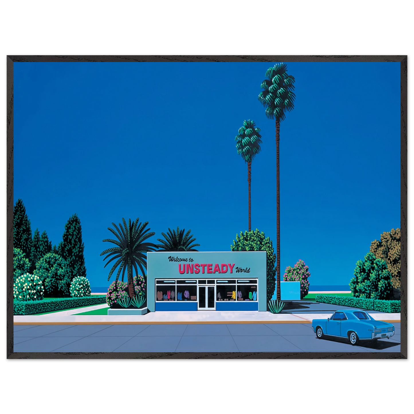 Hiroshi Nagai - Unsteady World Wall Art - 21x29.7 cm / 8x12" - Premium Wooden Framed Poster With Fine Art Paper - White frame