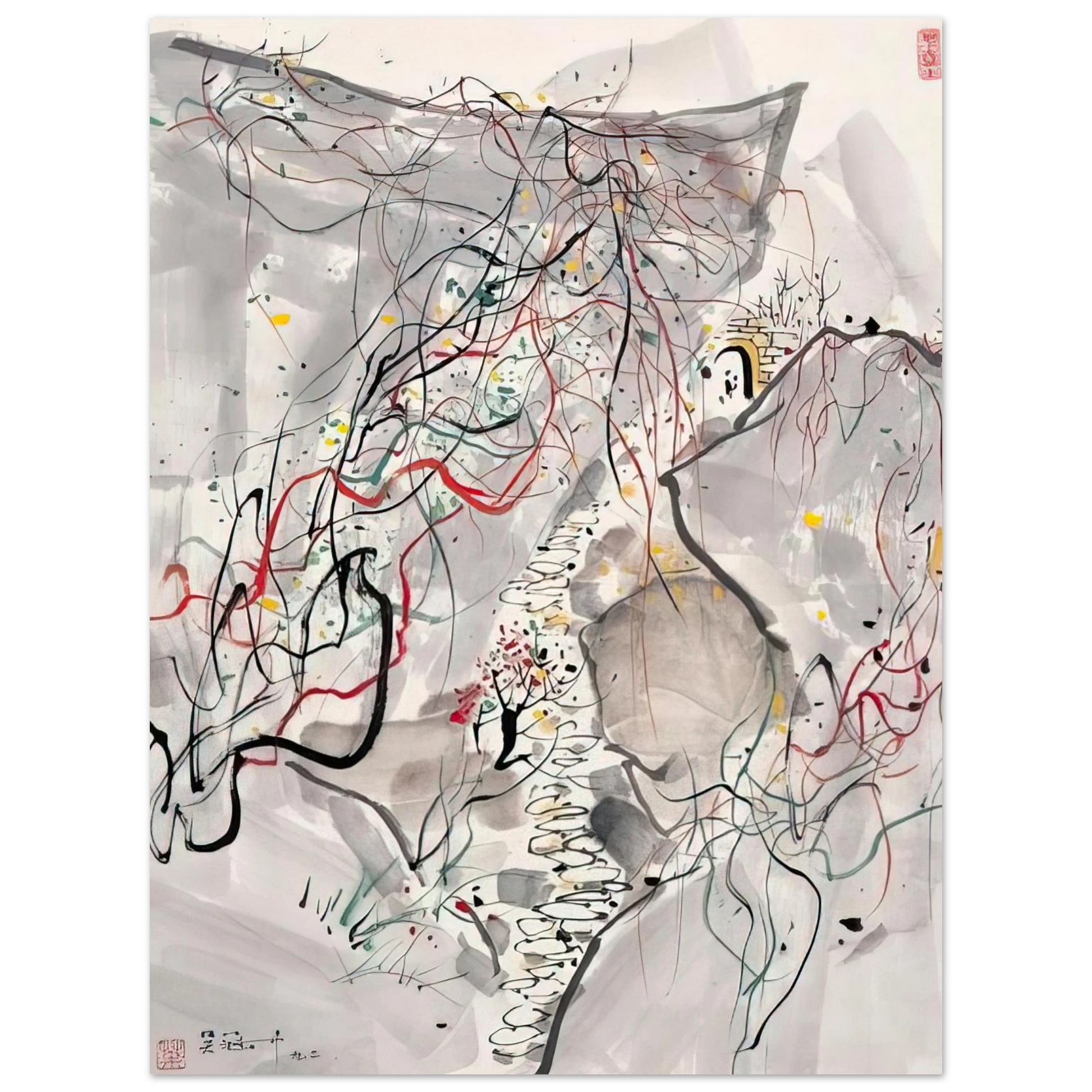 Wu Guanzhong - 武夷山径 - Abstract Expressionism, Ink and wash painting Fine Art Poster - Default Title