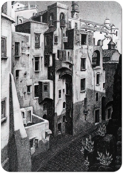 DILAPIDATED HOUSES IN ATRANI 1931 By MC Escher Pack of 10 Post Cards | MC Escher Post Cards | A6 (10.5 x 14.8 cm) - 4.1 x 5.8 inches
