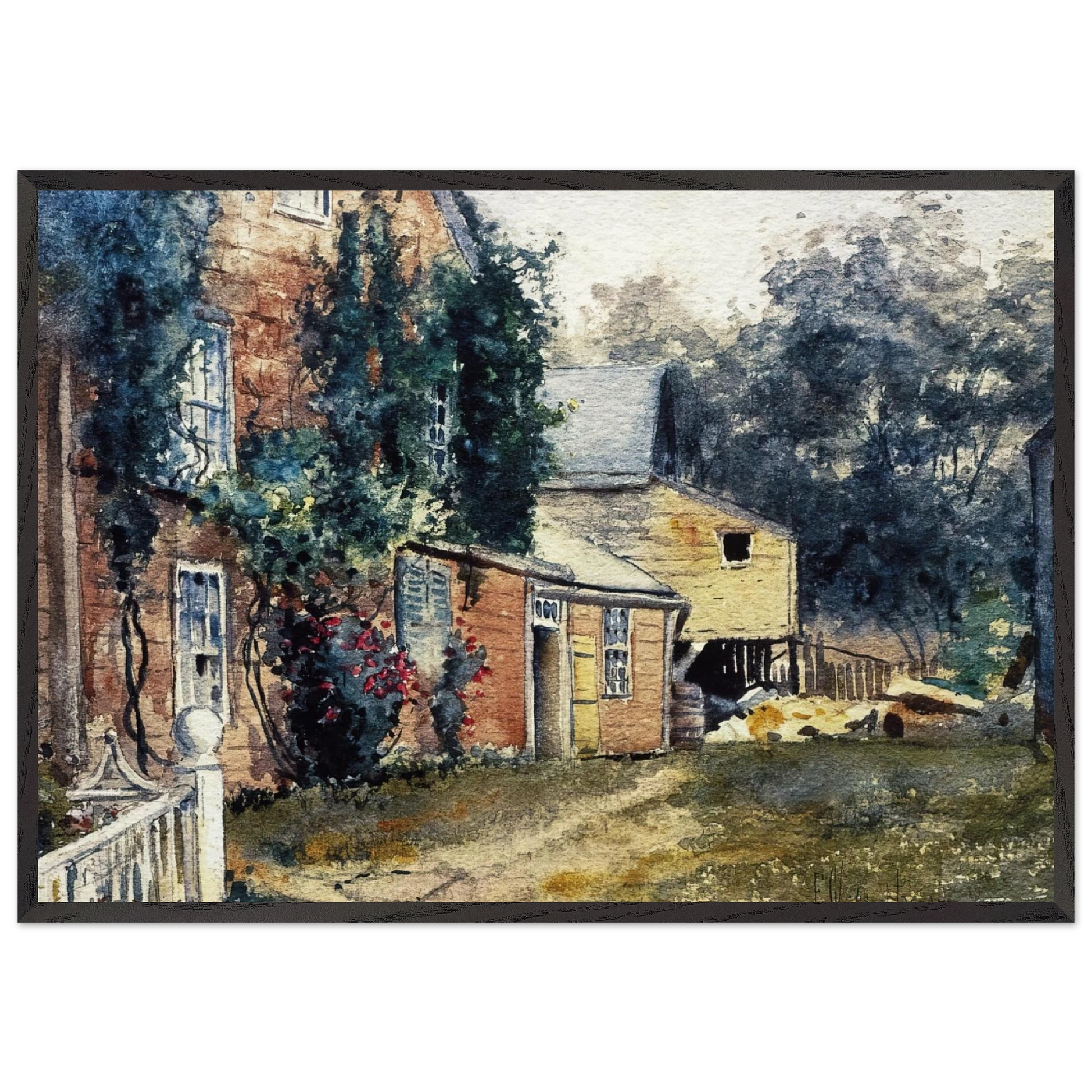 Old House Nantucket - Childe Hassam Framed Art Print – Black Wooden Frame - Default Title - -Framed Art Print
