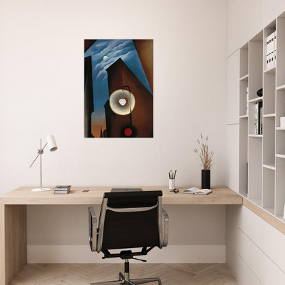 New York with Moon - Georgia O'Keeffe Brushed Aluminum Print - 70x100 cm / 28x40 inches | Georgia O'Keeffe Aluminum Print | Georgia O'Keeffe Prints