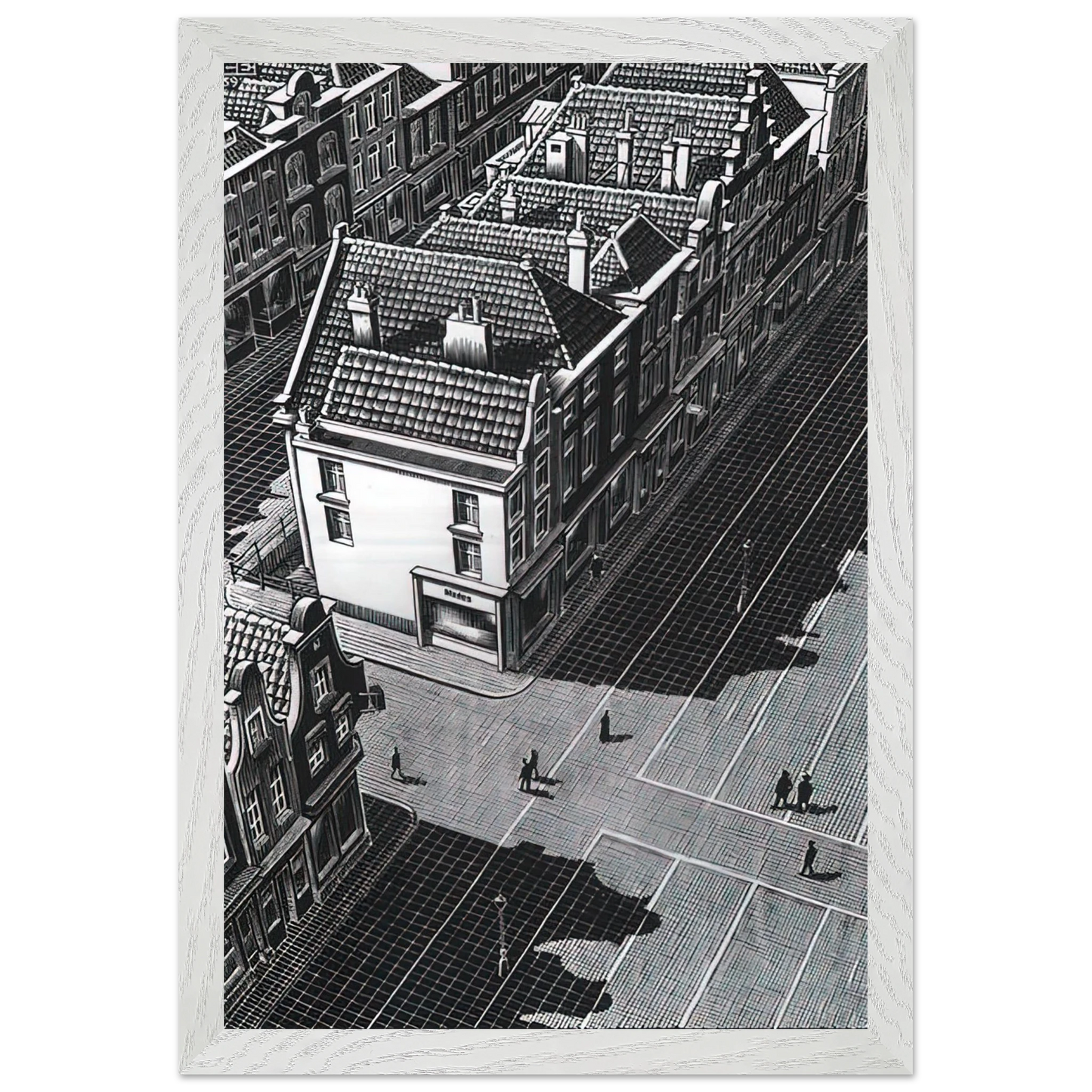 MC Escher - DELFT Wall Art - 21x29.7 cm / 8x12" - Premium Wooden Framed Poster With Fine Art Paper - Black frame
