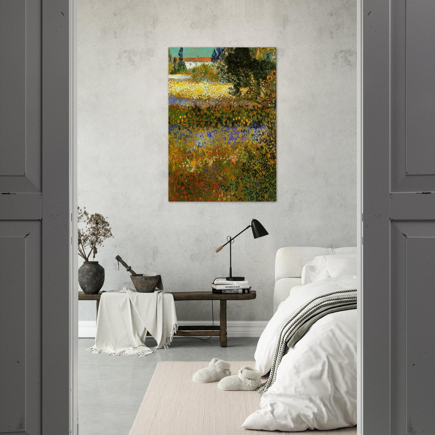 Flowering Garden - Vincent van Gogh Brushed Aluminum Print - 70x100 cm / 28x40 inches | Vincent van Gogh Aluminum Print | Vincent van Gogh Prints