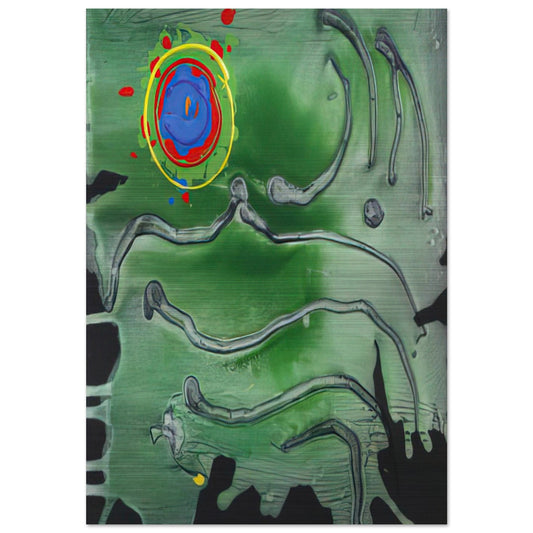 Green Sea Moon - 2006 - John Hoyland Brushed Aluminum Print - 70x100 cm / 28x40 inches | John Hoyland Aluminum Print | John Hoyland Prints