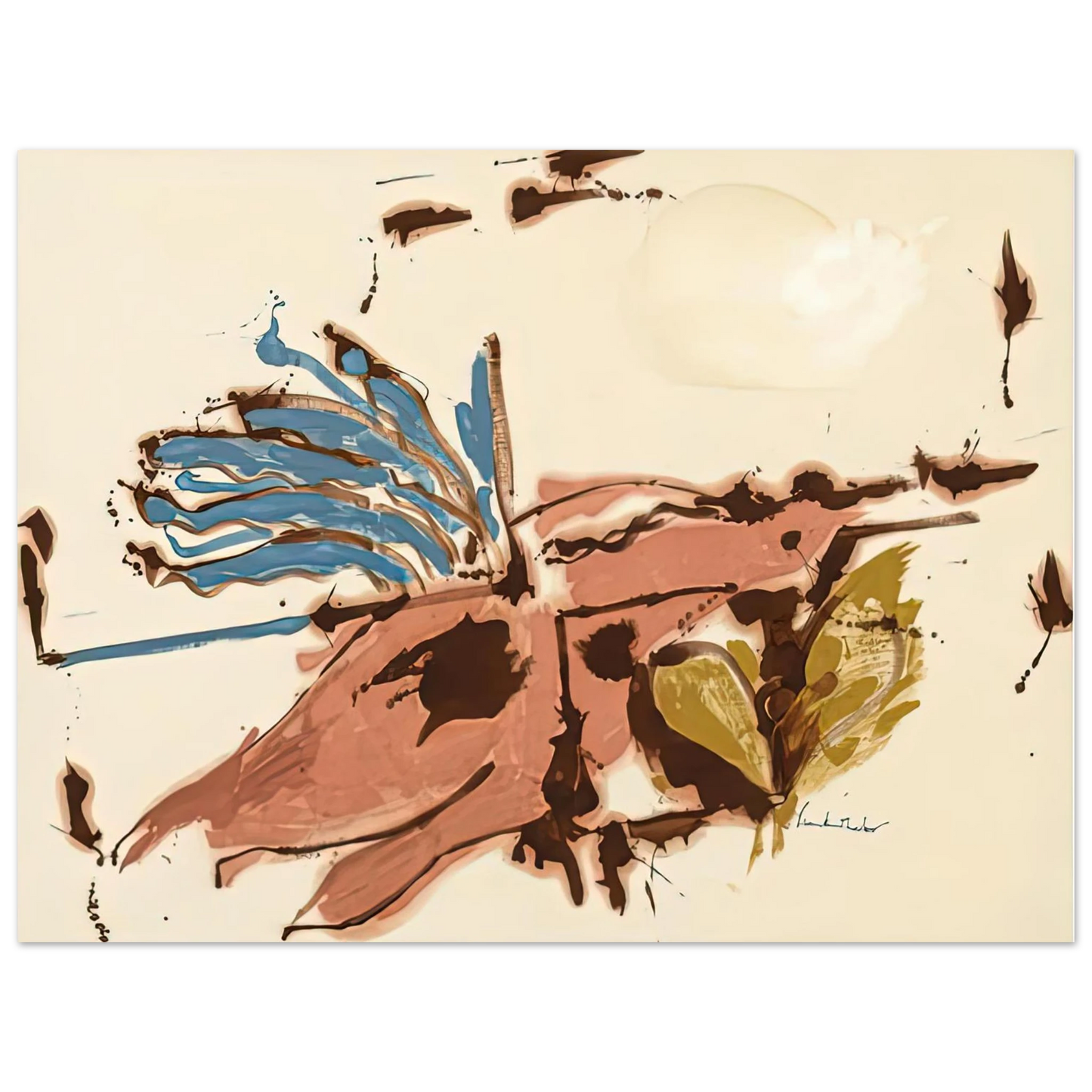 Helen Frankenthaler - Pink Bird Figure I, 1961- Wall Art - 60x80 cm / 24x32 inches - Premium Wooden Framed Poster With Fine Art Paper - Black frame