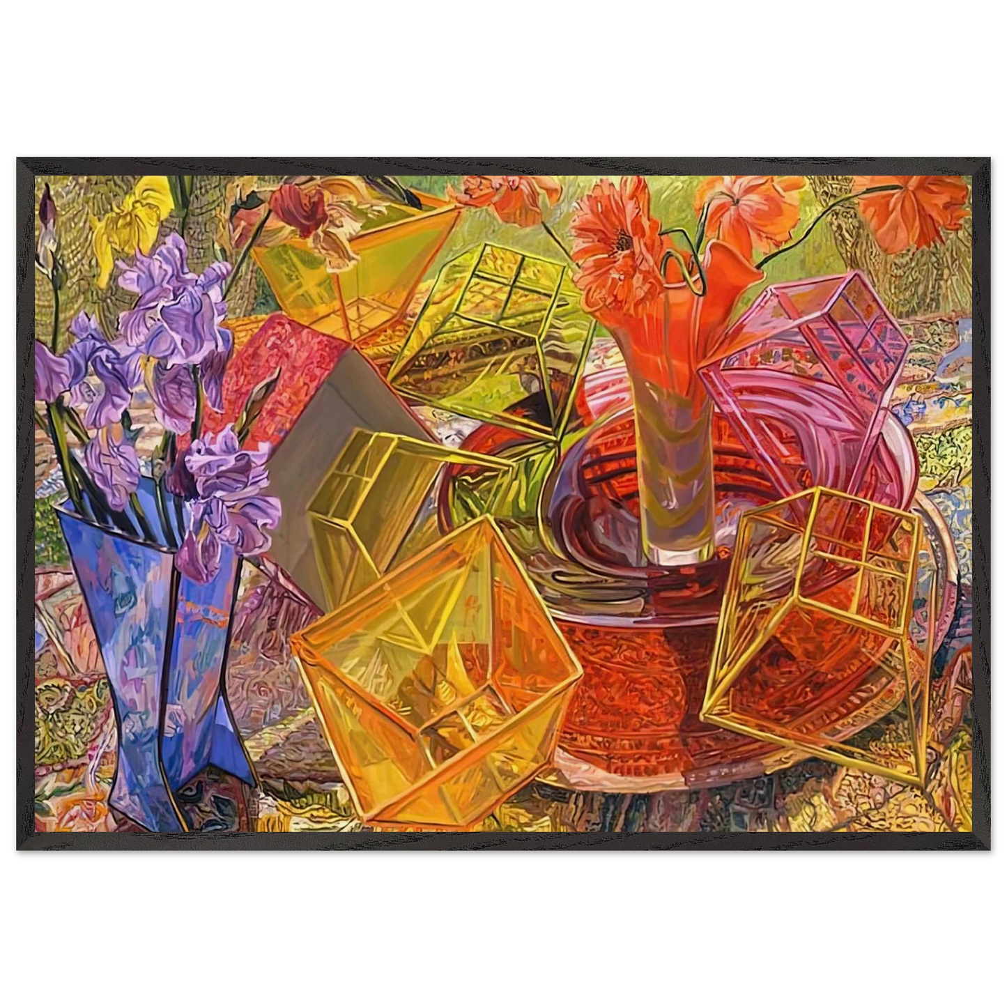 PLASTIC BOXES 2007 - Janet Fish Framed Art Print – Black Wooden Frame - Default Title - -Framed Art Print