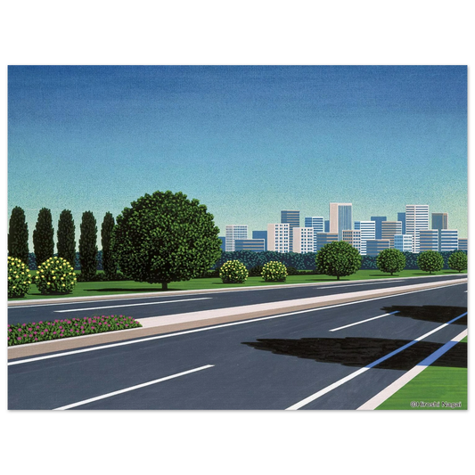 Hiroshi Nagai - City Highway Wall Art - 21x29.7 cm / 8x12" - Fine Art Poster - -