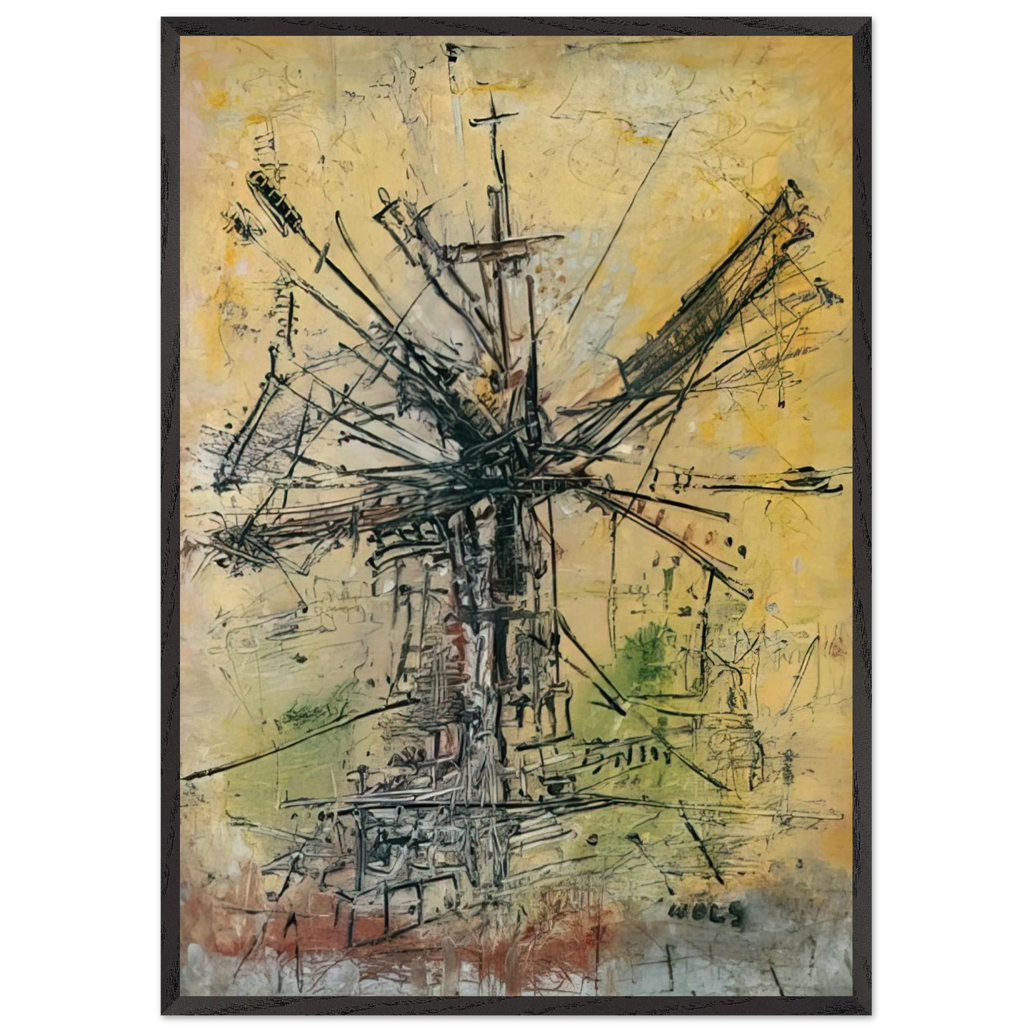 The Windmill - 1951 - Wols Framed Art Print – Black Wooden Frame - Default Title - -Framed Art Print