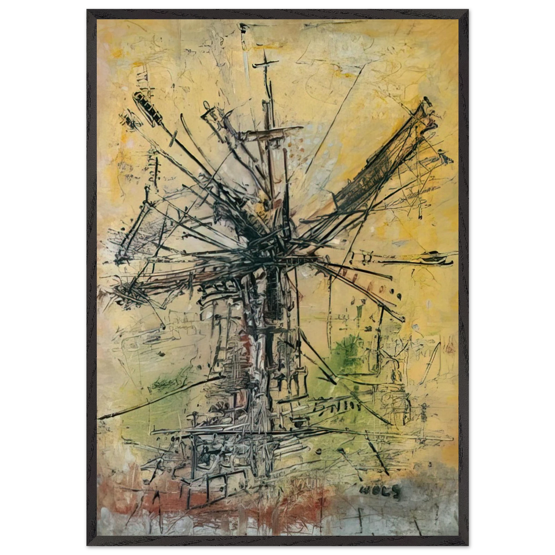 The Windmill - 1951 - Wols Framed Art Print – Black Wooden Frame - Default Title - -Framed Art Print