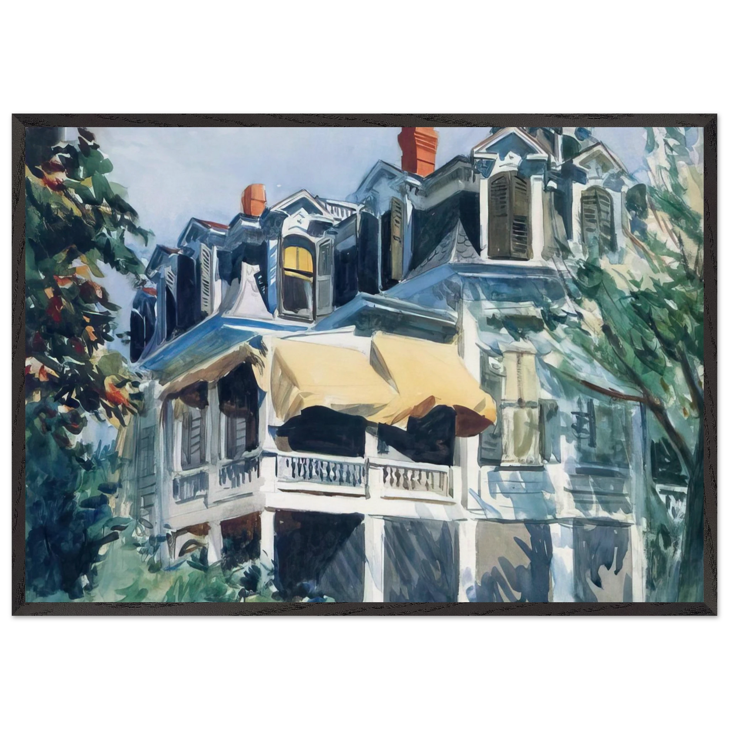 The Mansard Roof - Edward Hopper Framed Art Print – Black Wooden Frame - Default Title - -Framed Art Print