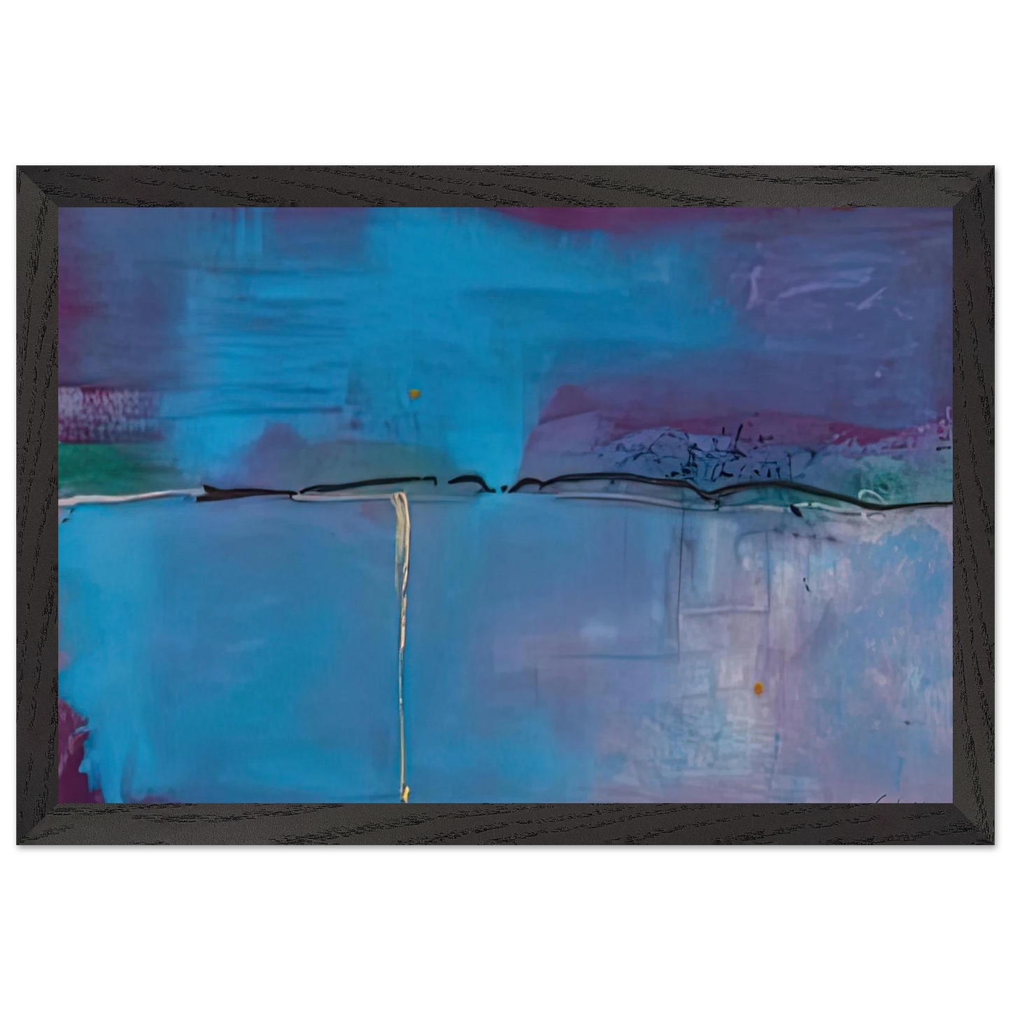 Helen Frankenthaler - Zone Blue, 1994- Wall Art - 21x29.7 cm / 8x12" - Premium Wooden Framed Poster With Fine Art Paper - White frame