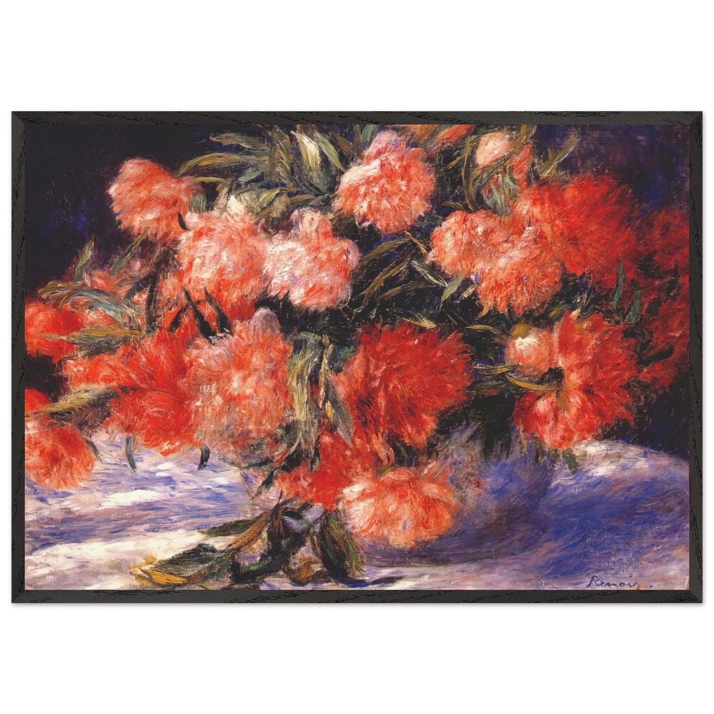 Peonies - Pierre-Auguste Renoir Framed Art Print – Black Wooden Frame - Default Title - -Framed Art Print