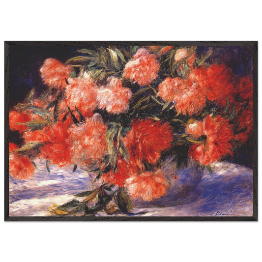 Peonies - Pierre-Auguste Renoir 70x100 cm / 28x40 inches Framed Art Print – Black Wooden Frame