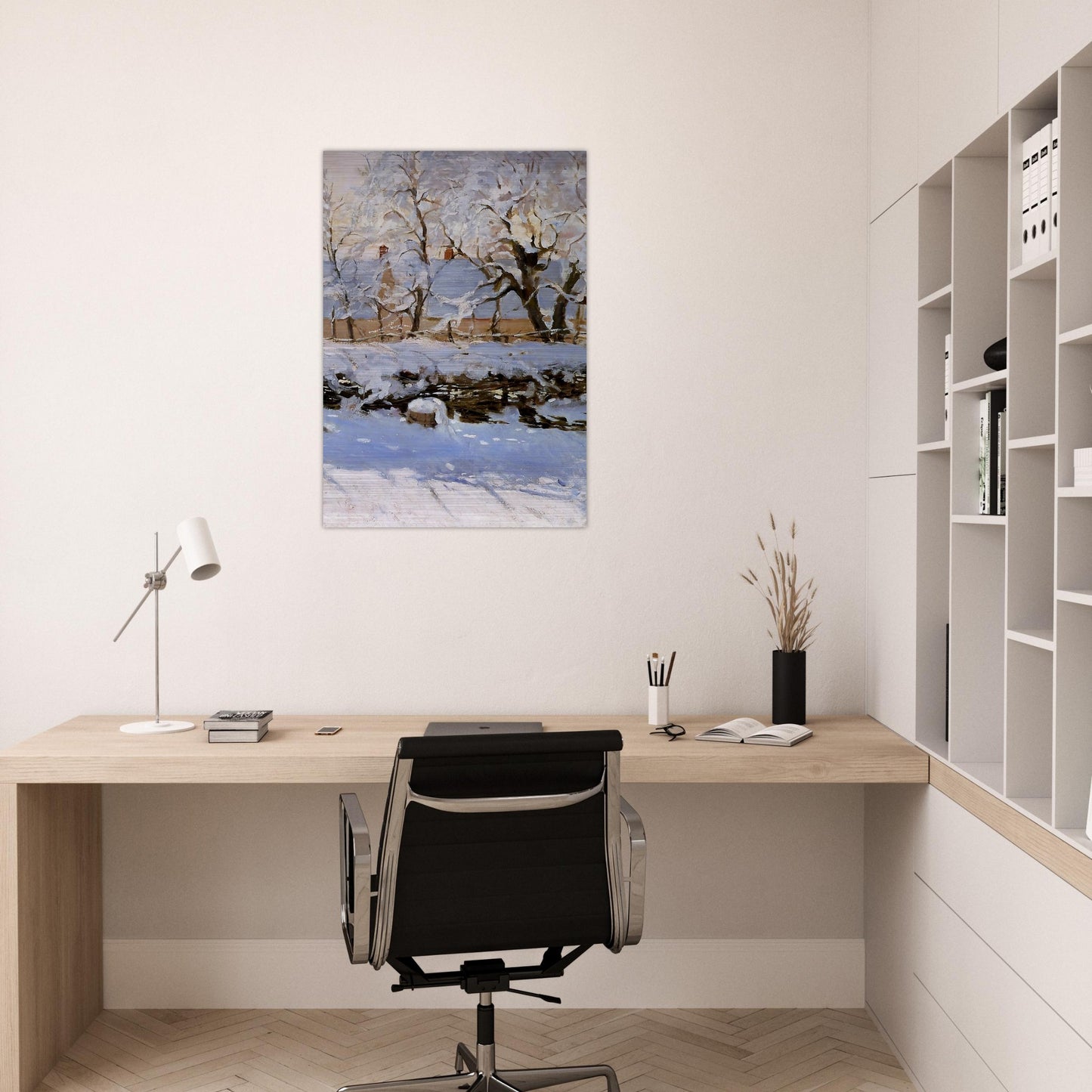 The Magpie - claude monet Brushed Aluminum Print - 70x100 cm / 28x40 inches | claude monet Aluminum Print | claude monet Prints