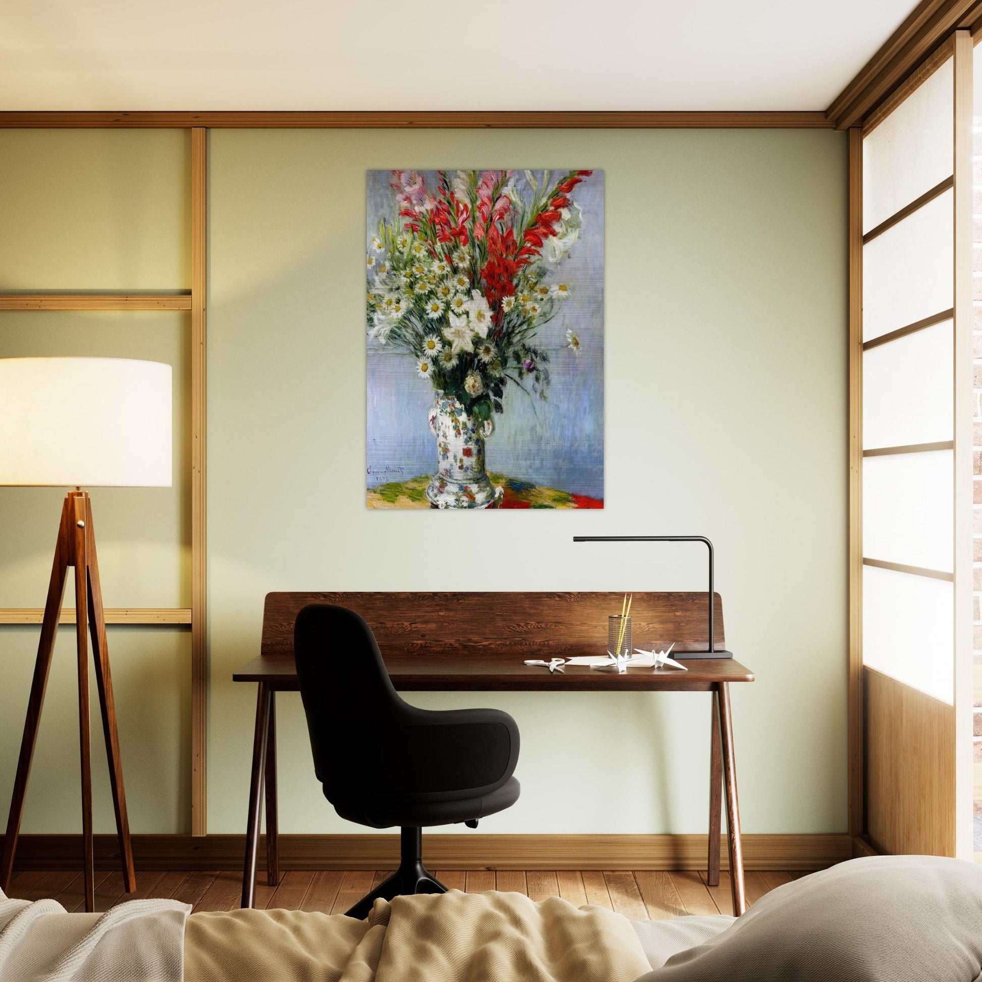 Bouquet of Gadiolas, Lilies and Dasies - claude monet Brushed Aluminum Print - 70x100 cm / 28x40 inches | claude monet Aluminum Print | claude monet Prints