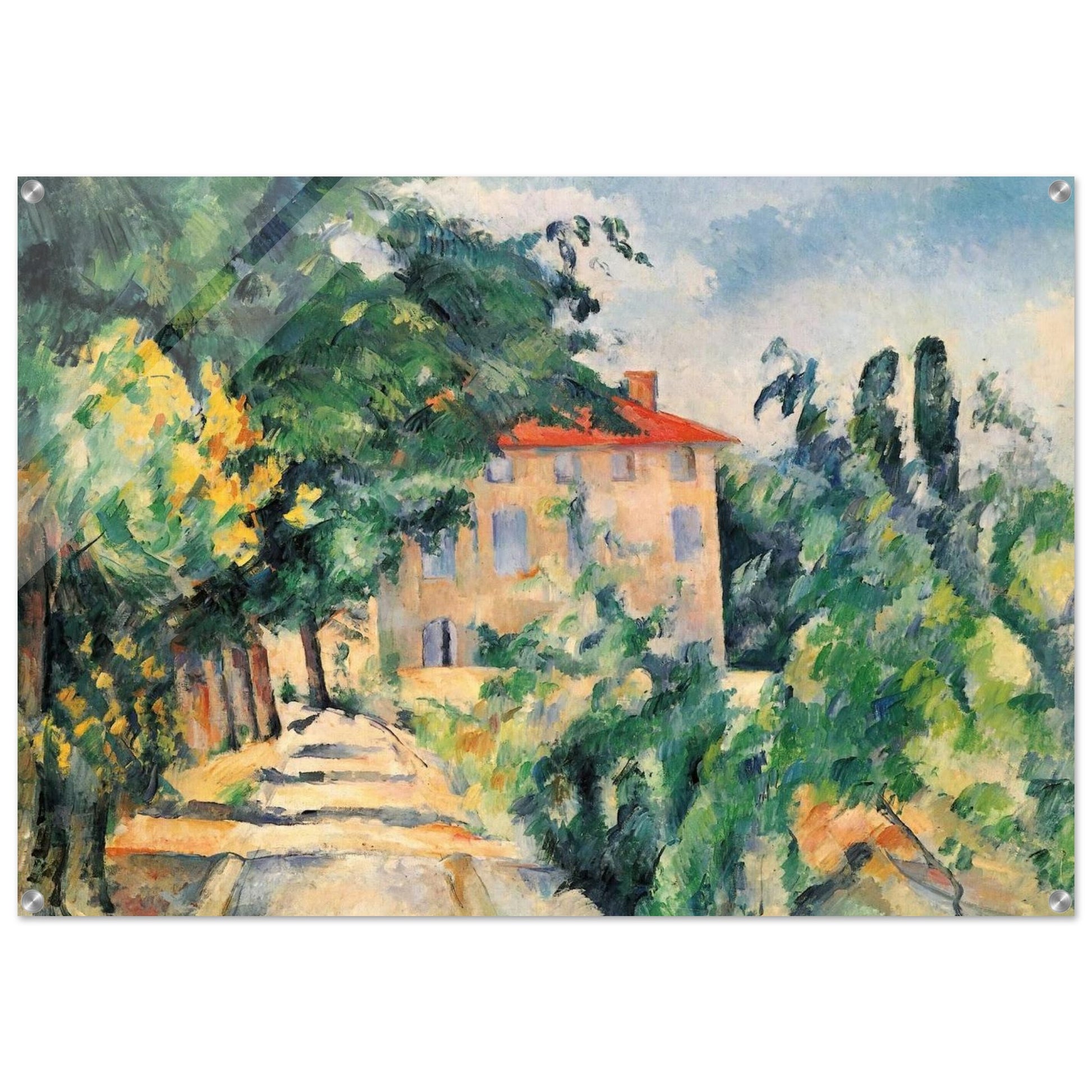 House with Red Roof - Paul Cézanne Acrylic Print - 70x100 cm / 28x40″ inches