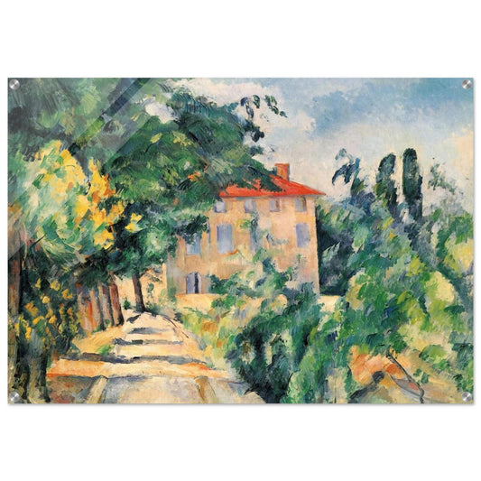 House with Red Roof - Paul Cézanne Acrylic Print - 70x100 cm / 28x40″ inches