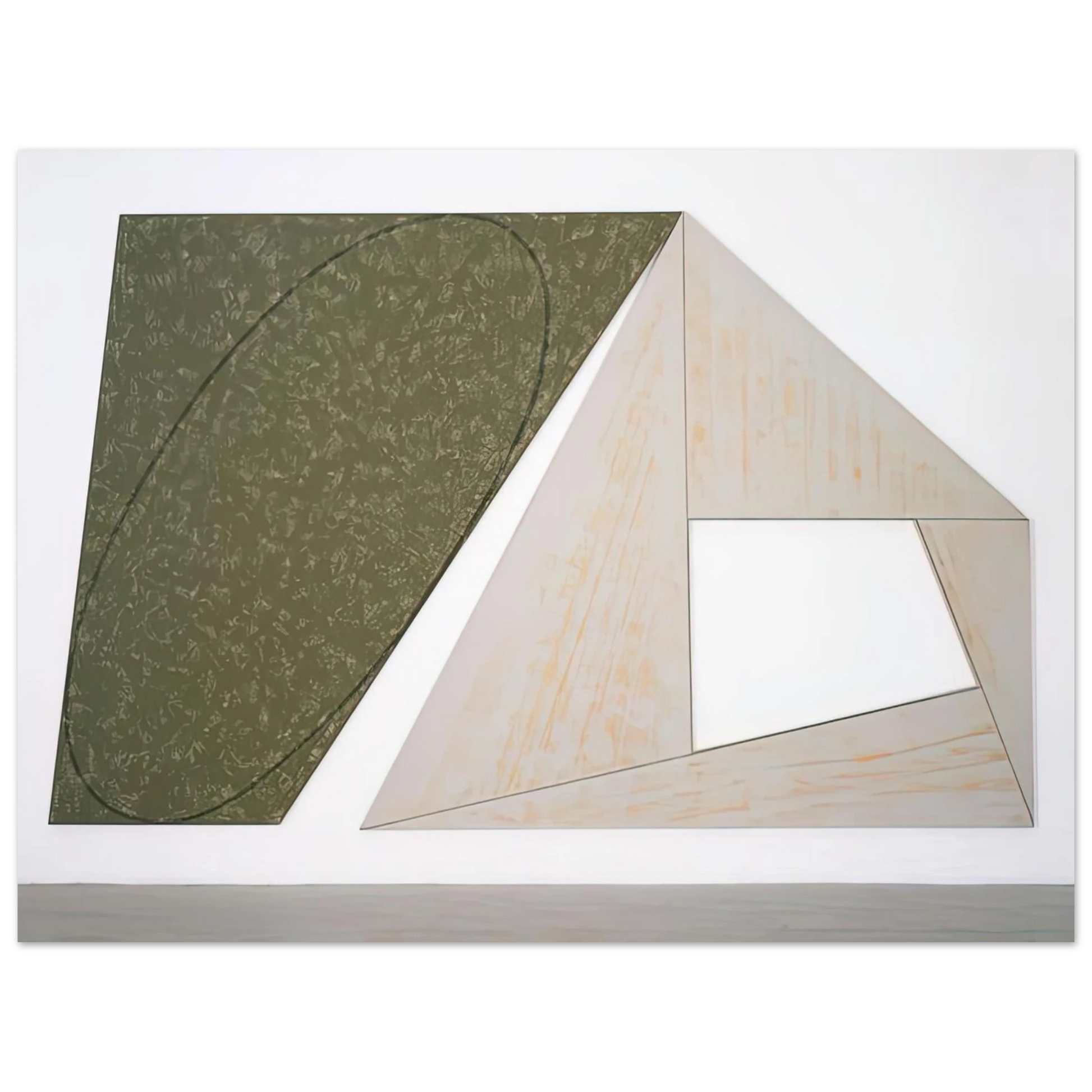 Robert Mangold - GREEN TILTED ELLIPSE GRAY FRAME 1989 Fine Art Poster - Default Title