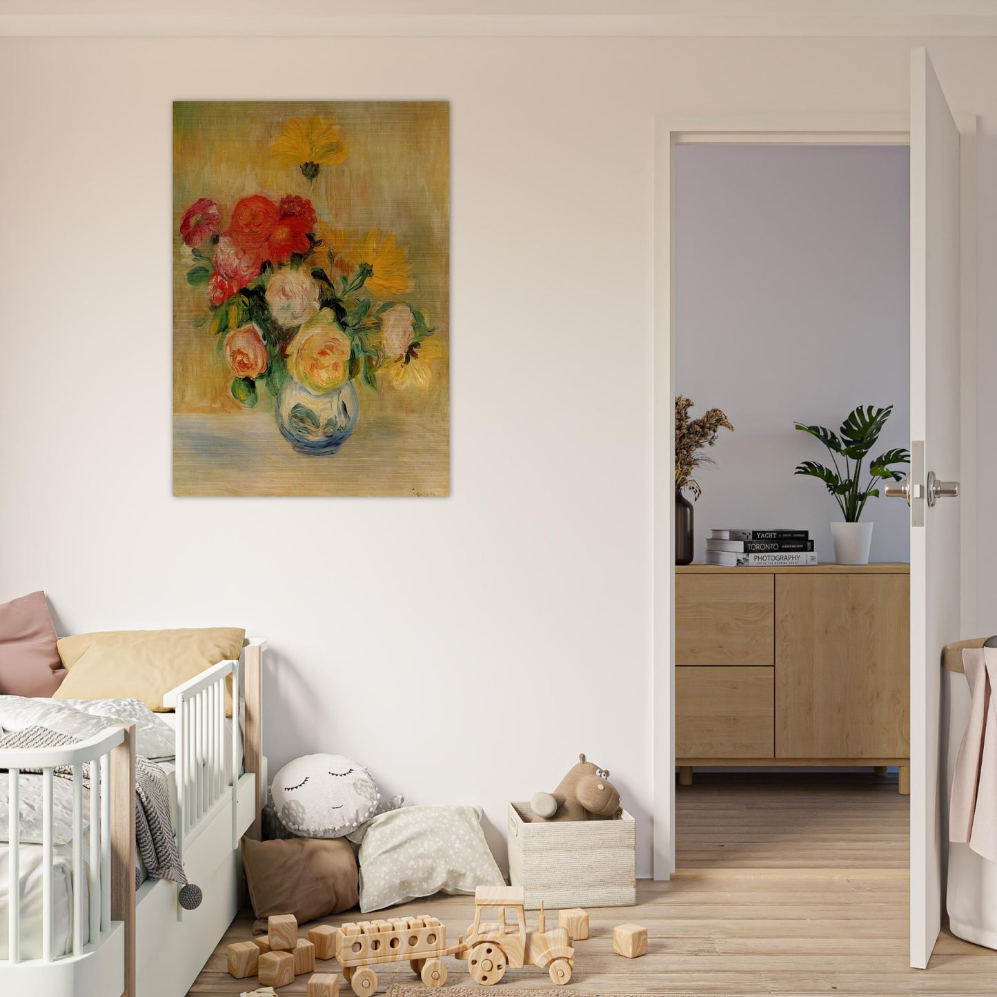 Vase of Roses and Dahlias - Pierre-Auguste Renoir Brushed Aluminum Print - 70x100 cm / 28x40 inches | Pierre-Auguste Renoir Aluminum Print | Pierre-Auguste Renoir Prints