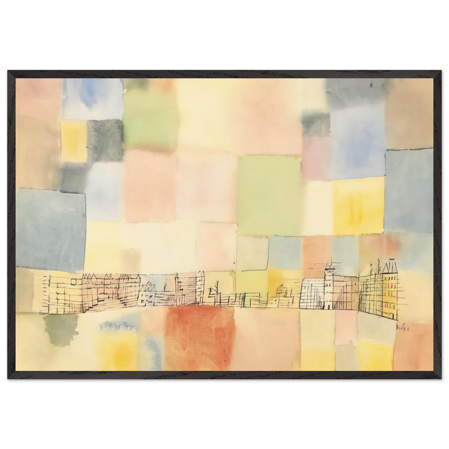 NEUER STADTTEIL IN M 1928 - Paul Klee Framed Art Print – Black Wooden Frame - Default Title - -Framed Art Print