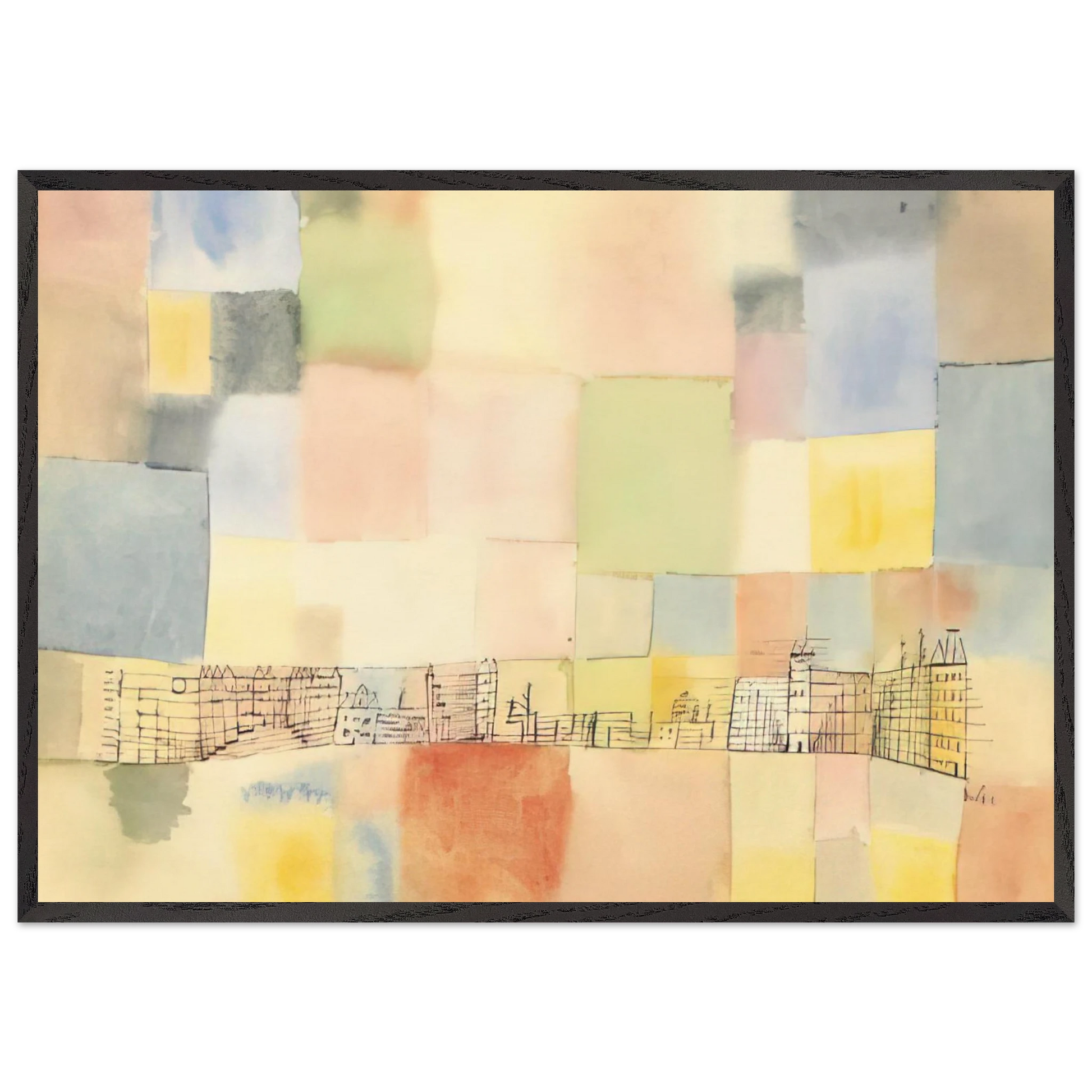 NEUER STADTTEIL IN M 1928 - Paul Klee Framed Art Print – Black Wooden Frame - Default Title - -Framed Art Print