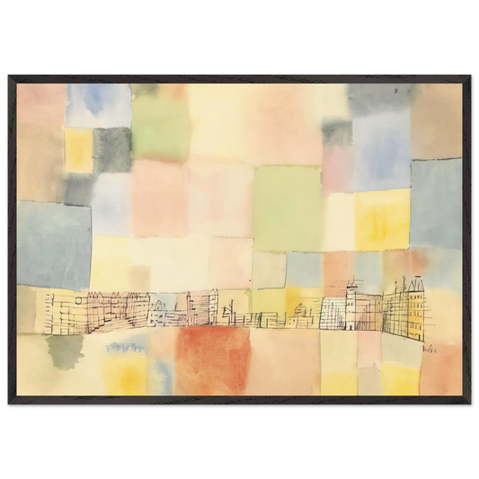 NEUER STADTTEIL IN M 1928 - Paul Klee 70x100 cm / 28x40 inches Framed Art Print – Black Wooden Frame