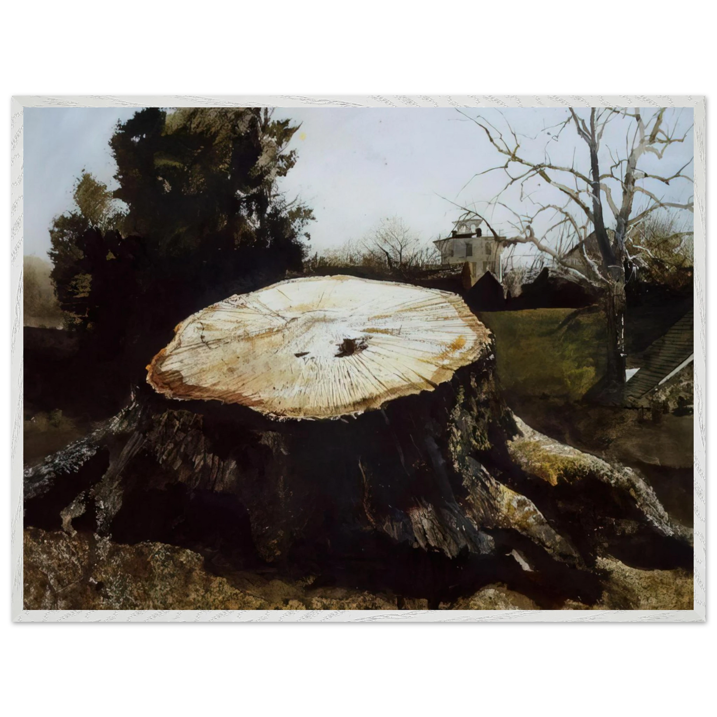 Andrew Wyeth - THE BIG OAK Wall Art - 30x40 cm / 12x16 inches - Premium Wooden Framed Poster With Fine Art Paper - Black frame