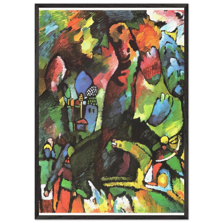 PICTURE WITH ARCHER 1909 - Wassily Kandinsky 70x100 cm / 28x40 inches Framed Art Print – Black Wooden Frame