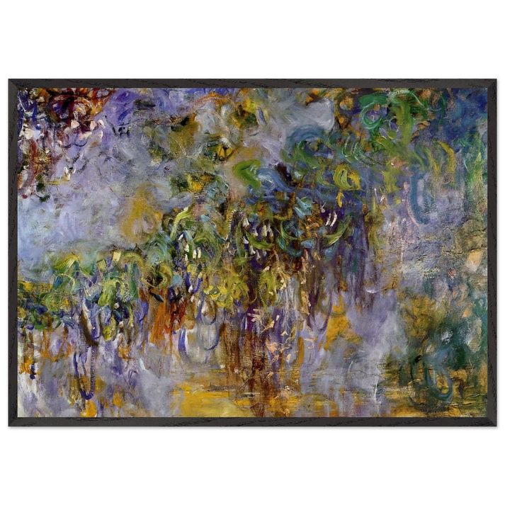 Wisteria right half - claude monet 70x100 cm / 28x40 inches Framed Art Print – Black Wooden Frame