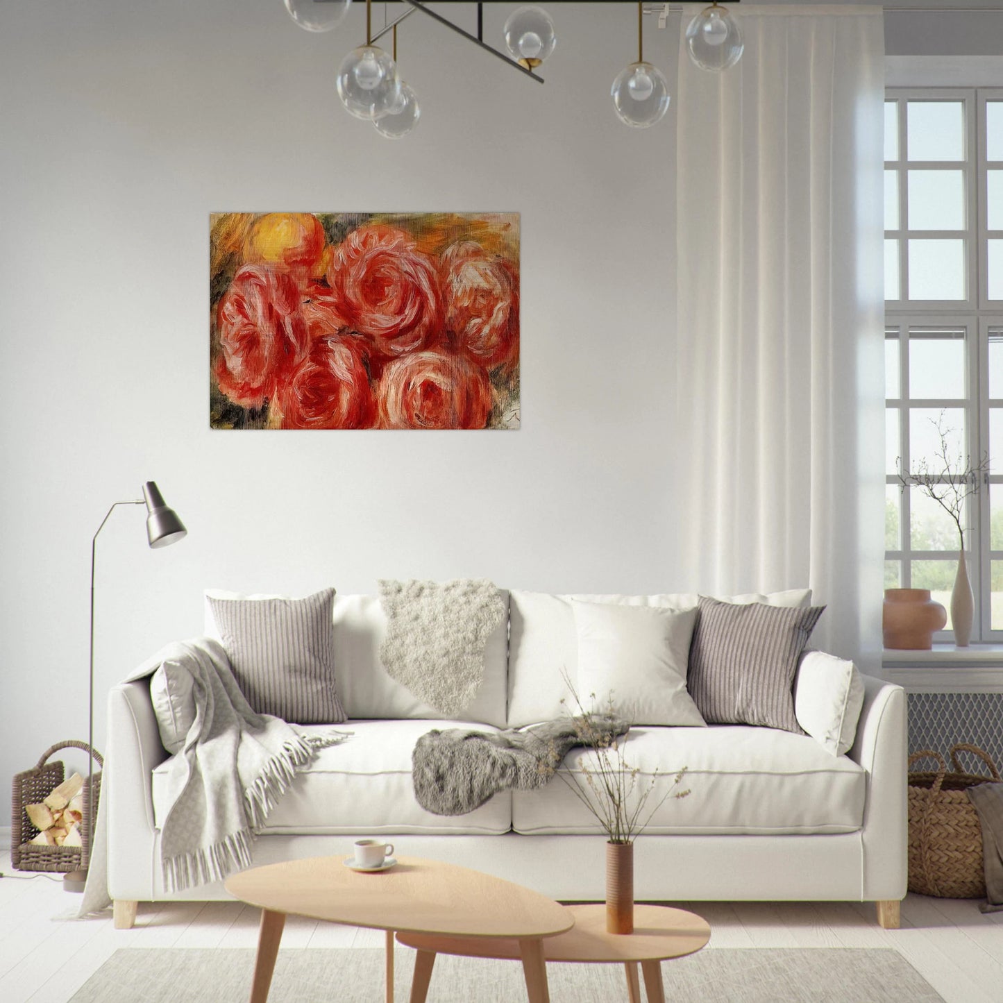 Red Roses - Pierre-Auguste Renoir Brushed Aluminum Print - 70x100 cm / 28x40 inches | Pierre-Auguste Renoir Aluminum Print | Pierre-Auguste Renoir Prints