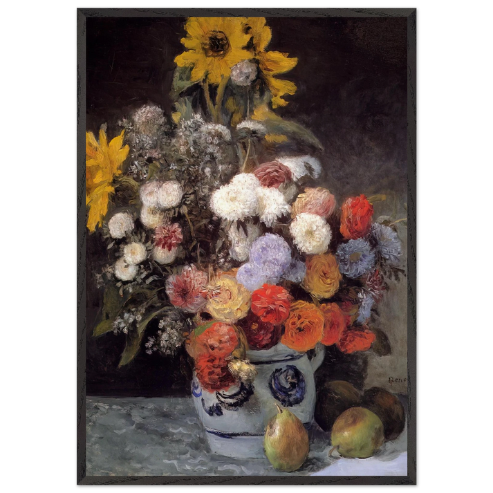 Mixed Flowers In An Earthware Pot - Pierre-Auguste Renoir 70x100 cm / 28x40 inches Framed Art Print – Black Wooden Frame