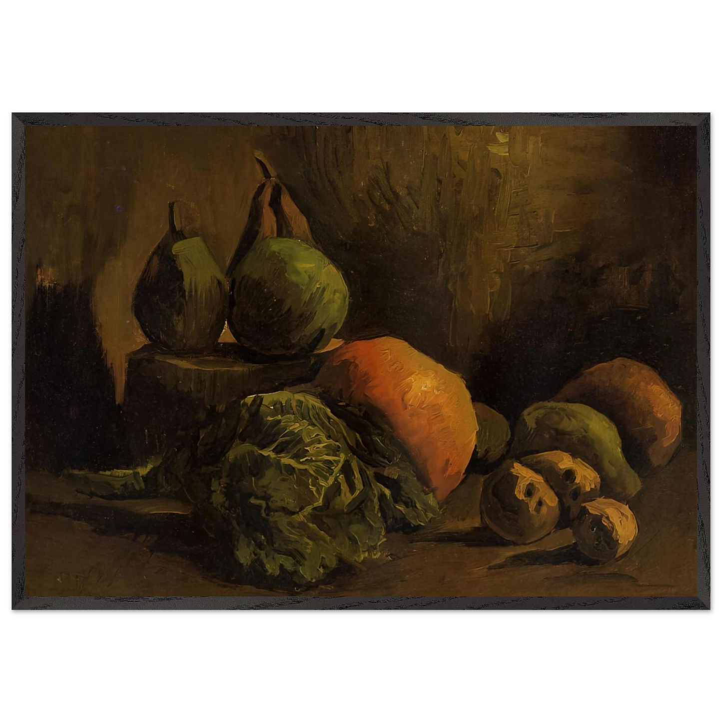 Still Life with Vegetables and Fruit - Vincent van Gogh Framed Art Print – Black Wooden Frame - Default Title - -Framed Art Print