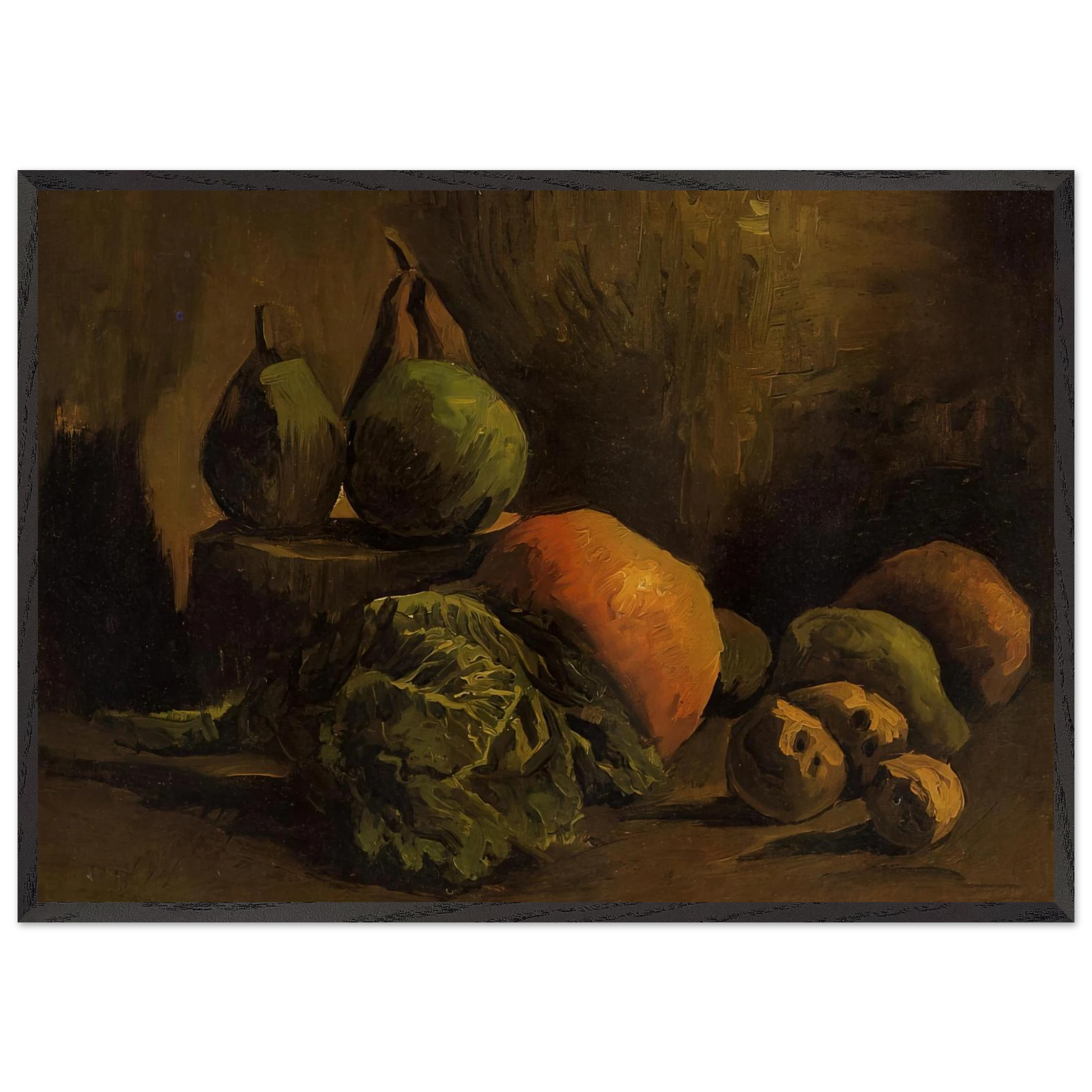 Still Life with Vegetables and Fruit - Vincent van Gogh Framed Art Print – Black Wooden Frame - Default Title - -Framed Art Print