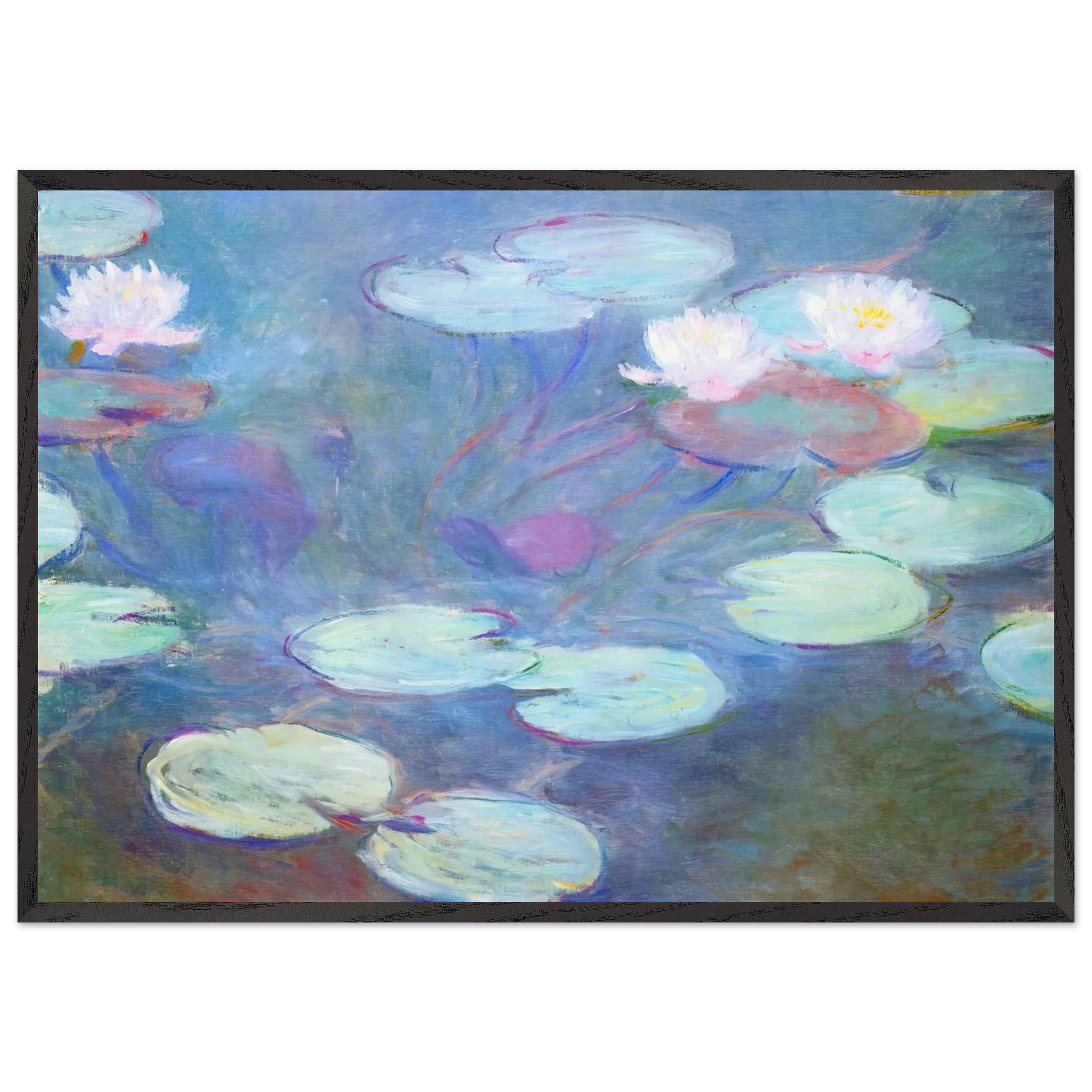 Water Lilies Pink - claude monet Framed Art Print – Black Wooden Frame - Default Title - -Framed Art Print