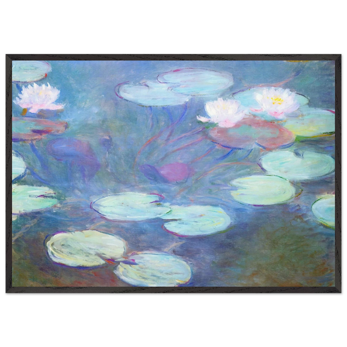Water Lilies Pink - claude monet 70x100 cm / 28x40 inches Framed Art Print – Black Wooden Frame