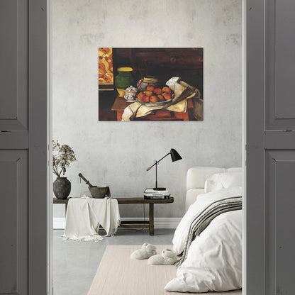 Still life in front of a chest of drawers - Paul Cézanne Brushed Aluminum Print - 70x100 cm / 28x40 inches | Paul Cézanne Aluminum Print | Paul Cézanne Prints