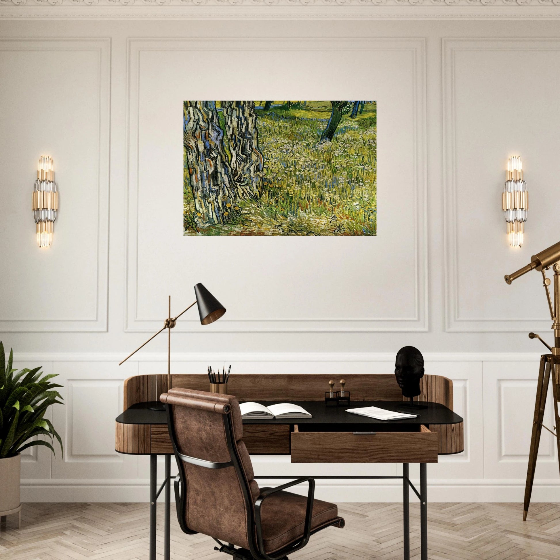 Tree Trunks in the Grass - Vincent van Gogh Brushed Aluminum Print - 70x100 cm / 28x40 inches | Vincent van Gogh Aluminum Print | Vincent van Gogh Prints