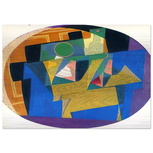 FRUIT BOWL WITH BOTTLE - Juan Gris Brushed Aluminum Print - 70x100 cm / 28x40 inches | Juan Gris Aluminum Print | Juan Gris Prints