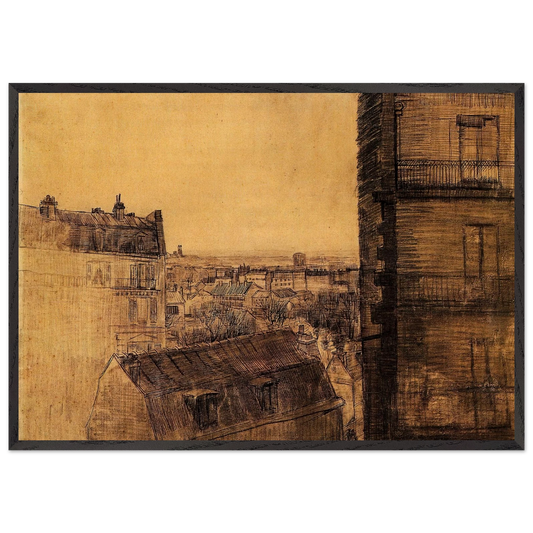 View from the Apartment in the Rue Lepic - Vincent van Gogh Framed Art Print – Black Wooden Frame - Default Title - -Framed Art Print